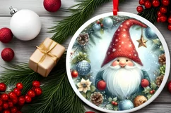 Gnome Winter Scene Round Ornament Sublimation PNG Product Image 2