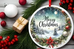 3D Merry Christmas Winter Scene Sublimation PNG Product Image 2