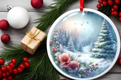 3D Flowers Winter Scene Sublimation PNG Product Image 2