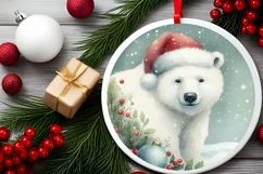 Watercolor Round Christmas Ornament Sublimation PNG Product Image 2
