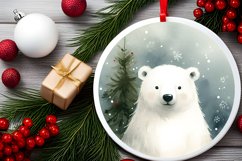 Watercolor Round Christmas Ornament Sublimation PNG Product Image 2