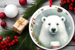 Colorful Polar Bear Round Ornament Sublimation PNG Product Image 2