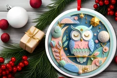 Round Christmas Ornament Sublimation|Clipart Product Image 2