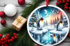 3D Winter Scene with Penguins Sublimation PNG Product Image 2