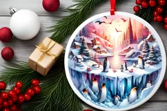 3D Winter Scene with Penguins Sublimation PNG Product Image 2