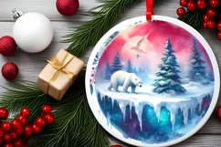 Winter Polar Bear Ornament Sublimation PNG Product Image 2