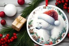 Polar Bear Round Ornament Sublimation PNG Product Image 2