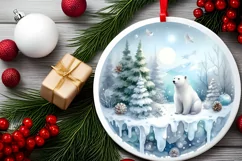 Winter Polar Bear Ornament Sublimation PNG Product Image 2