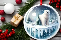 Winter Polar Bear Ornament Sublimation PNG Product Image 2