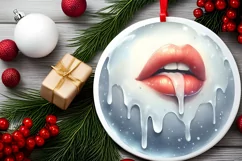 Winter Sexy Lips Ornament Sublimation PNG Product Image 2