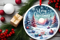 Winter Penguins Round Ornament Sublimation PNG Product Image 2