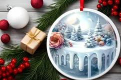 Winter Flowers Ornament Sublimation PNG Product Image 2