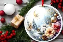 Winter Flowers Ornament Sublimation PNG Product Image 2