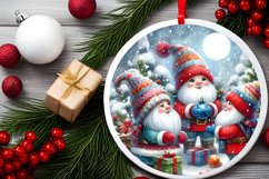 Winter Gnomes Round Ornament Sublimation PNG Product Image 2