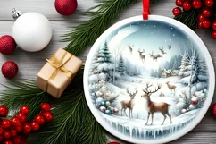 Winter Reindeer Ornament Sublimation PNG Product Image 2