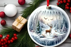 Winter Reindeer Ornament Sublimation PNG Product Image 2