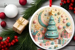 Round Christmas Ornament Sublimation|Clipart Product Image 2