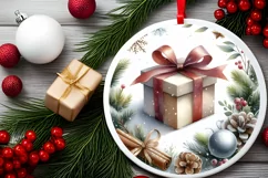 Winter Gift Round Ornament Sublimation PNG Product Image 2