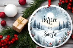Winter Scene Believe in Santa Round Ornament Sublimation PNG Product Image 2