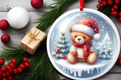 Winter Teddy Bear Ornament Sublimation PNG Product Image 2