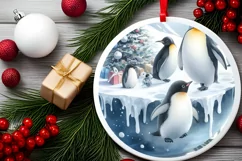 Winter Penguin Ornament Sublimation PNG Product Image 2