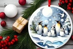Winter Penguin Ornament Sublimation PNG Product Image 2