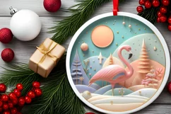 Round Christmas Ornament Sublimation|Clipart Product Image 2