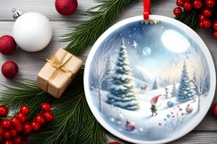 Winter Scene with Elf Round Christmas Ornament Sublimation Product Image 2