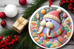 Round Christmas Ornament Sublimation|Clipart Product Image 2