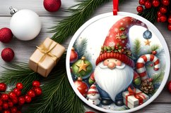 Christmas Gnome Round Ornament Sublimation PNG Product Image 2