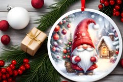 Christmas Gnome Round Ornament Sublimation PNG Product Image 2