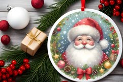Santa Winter Watercolor Christmas Ornament Sublimation PNG Product Image 2