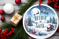 Colorful Santa Round Ornament Sublimation PNG Product Image 2