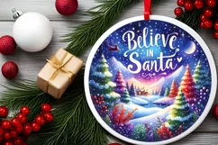 Colorful Santa Round Ornament Sublimation PNG Product Image 2