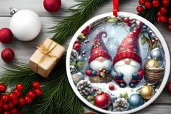 Winter Gnomes Round Ornament Sublimation PNG Product Image 2