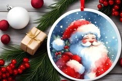 Colorful Santa Round Ornament Sublimation PNG Product Image 2