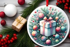 Colorful Winter Gift Round Ornament Sublimation PNG Product Image 2