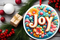 Pastel JOY Round Ornament Sublimation PNG Product Image 2