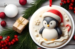 3D Martzipan Penguin Round Christmas Ornament Sublimation Product Image 2