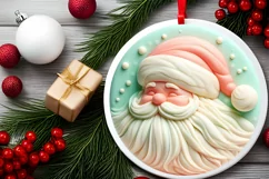 Pastel Polar Bear Round Ornament Sublimation PNG Product Image 2