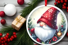 Watercolor Christmas Gnome Ornament Sublimation PNG Product Image 2