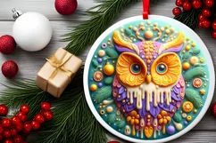 3d Martzipan Owl Christmas Ornament Sublimation PNG Product Image 2