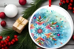 Snowflake Winter Watercollor Christmas Ornament Sublimation Product Image 2