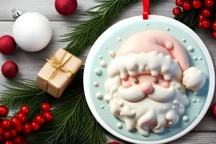 3d Martzipan Santa Christmas Ornament Sublimation PNG Product Image 2