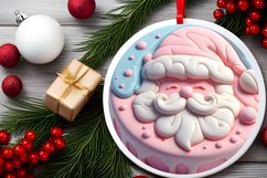 3D Martzipan Santa Round Ornament Sublimation PNG Product Image 2