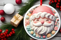 3d Martzipan Santa Christmas Ornament Sublimation PNG Product Image 2