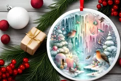 Pastell 3D Birds Winter Scene Sublimation PNG Product Image 2