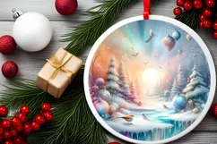 Pastell 3D Birds Winter Scene Sublimation PNG Product Image 2