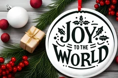 Joy to the World Vector Ornament Sublimation PNG Product Image 2