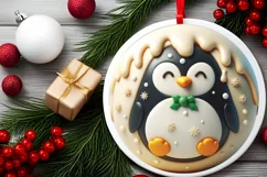 3d Martzipan Penguin Christmas Ornament Sublimation PNG Product Image 2